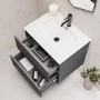 Grade A1 - 600mm Grey Wall Hung Vanity Unit with Basin - Roxbi
