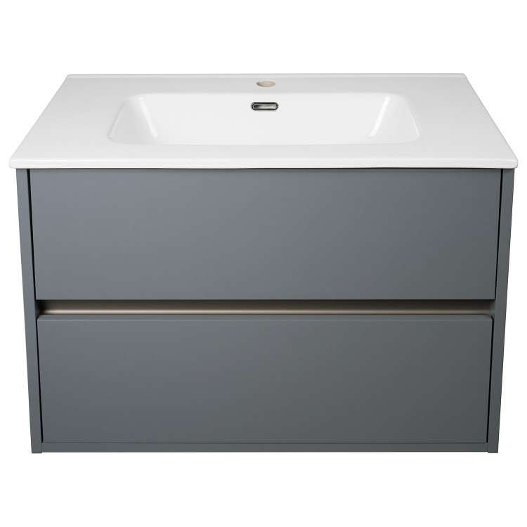 Grade A1 - 600mm Grey Wall Hung Vanity Unit with Basin - Roxbi