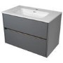 Grade A1 - 600mm Grey Wall Hung Vanity Unit with Basin - Roxbi