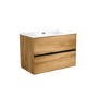 Grade A1 - 800mm Wood Effect Wall Hung Vanity Unit with Basin - Roxbi