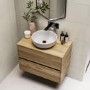 Grade A1 - 800mm Wood Effect Wall Hung Countertop Vanity Unit with Basin - Roxbi