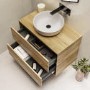 Grade A1 - 800mm Wood Effect Wall Hung Countertop Vanity Unit with Basin - Roxbi