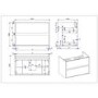 Grade A1 - 800mm Grey Wall Hung Vanity Unit with Basin - Roxbi