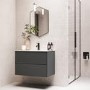 Grade A1 - 800mm Grey Wall Hung Vanity Unit with Basin - Roxbi