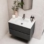 Grade A1 - 800mm Grey Wall Hung Vanity Unit with Basin - Roxbi