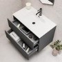 Grade A1 - 800mm Grey Wall Hung Vanity Unit with Basin - Roxbi