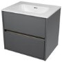 Grade A1 - 800mm Grey Wall Hung Vanity Unit with Basin - Roxbi