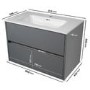 Grade A1 - 800mm Grey Wall Hung Vanity Unit with Basin - Roxbi