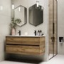 ALMOST PERFECT - 1200mm Wood Effect Wall Hung Double Vanity Unit with Basins - Roxbi