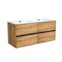 ALMOST PERFECT - 1200mm Wood Effect Wall Hung Double Vanity Unit with Basins - Roxbi