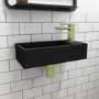 ONLY OPENED - Black Wall Hung Cloakroom Basin Right Hand 405mm - Detroit