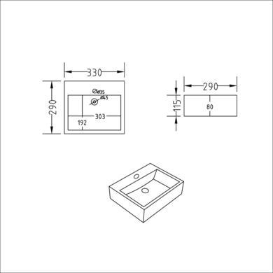 ONLY OPENED - Cloakroom Black Wall Hung Basin with Waste 330mm - Houston