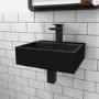 GRADE A1 - Black Wall Hung Cloakroom Basin 405mm - Houston