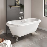 Grade A1 - Paintable Freestanding Double Ended Roll Top Bath with Chrome Feet 1515 x 740mm - Park Royal