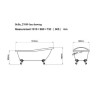 Matt Grey Roll Top Freestanding Slipper Bath with Brushed Brass Feet 1615 x 690mm - Baxenden