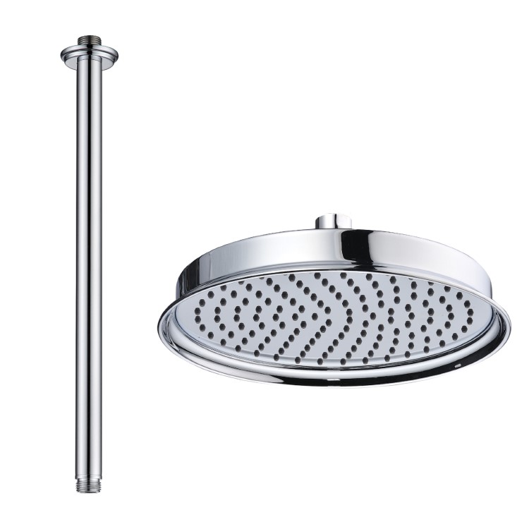200mm Chrome Traditional Shower Head with Ceiling Arm