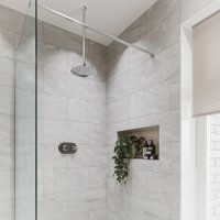Grade A1 - Chrome Concealed Shower Mixer with Dual Control & Round Ceiling Mounted Head - Camden