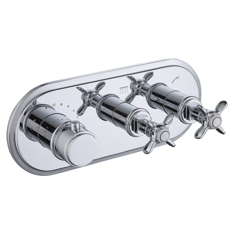 Chrome 2 Outlet  Ceiling Mounted Thermostatic Mixer Shower Set with Hand Shower  - Camden