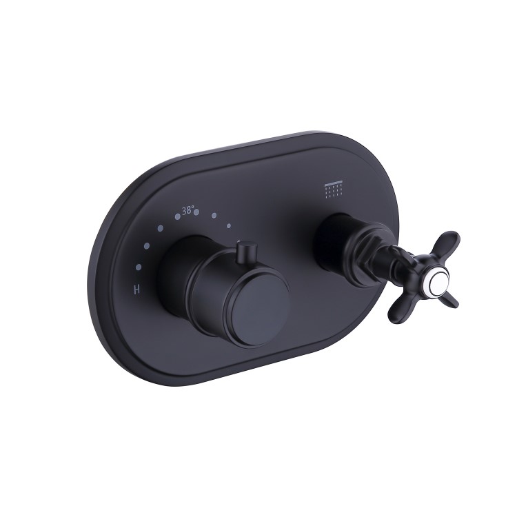 Black 1 Outlet Wall Mounted Thermostatic Mixer Shower Set - Camden