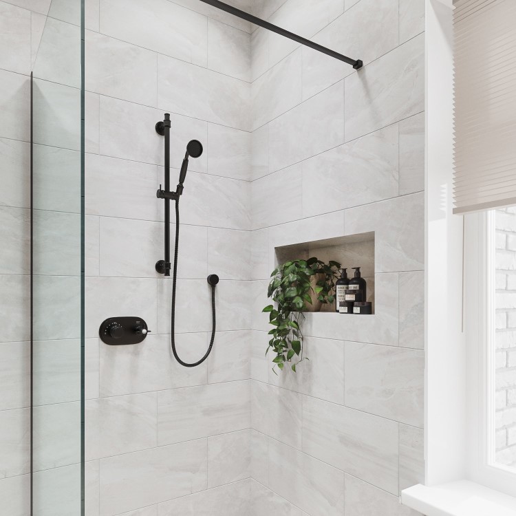 Black 1 Outlet Thermostatic Mixer Shower Set with Hand Shower  - Camden