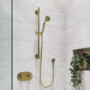 Grade A1 - Brushed Brass Single Outlet Thermostatic Mixer Shower with Hand Shower - Camden