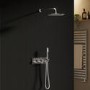Chrome 2 Outlet  Wall Mounted Thermostatic Mixer Shower Set with Hand Shower - Flow