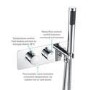 Chrome 2 Outlet  Wall Mounted Thermostatic Mixer Shower Set with Hand Shower - Flow