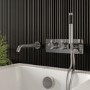 Chrome 2 Outlet  Wall Mounted Thermostatic Mixer Shower Set With Hand Shower & Spout - Flow
