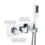 Chrome 2 Outlet  Wall Mounted Thermostatic Mixer Shower Set with Hand Shower - Cube