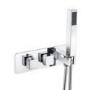 Chrome 2 Outlet  Wall Mounted Thermostatic Mixer Shower Set with Hand Shower - Cube