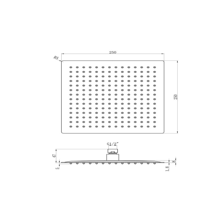 Chrome Concealed Mixer Shower with Mounted Head - Flow