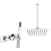 Chrome Dual Outlet Ceiling Mounted Thermostatic Mixer Shower - Cube