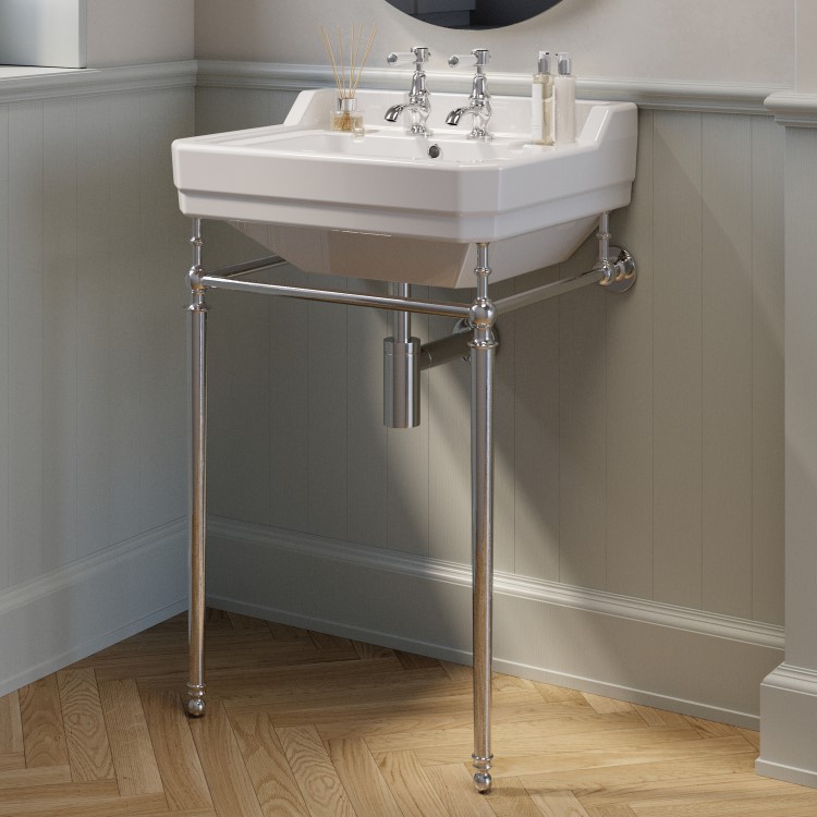 Chrome Traditional Basin Pillar Taps & Bath Filler Tap Pack - Helston