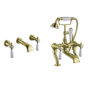 Gold Bath Shower Mixer and Wall Mounted Basin Tap Set - Helston