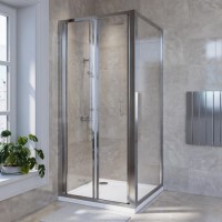 Chrome 4mm Glass Rectangular Bi-Fold Shower Enclosure 900x800mm - Lyra Chrome 4mm Glass Rectangular Bi-Fold Shower Enclosure 900x800mm - Lyra