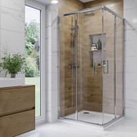 800mm Chrome 6mm Glass Square Corner Entry Shower Enclosure with Shower Tray - Carina 800mm Chrome 6mm Glass Square Corner Entry Shower Enclosure with Shower Tray - Carina