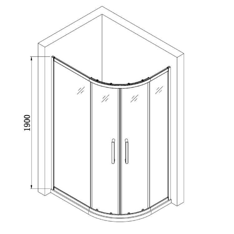 Chrome 6mm Glass Right Hand Offset Quadrant Shower Enclosure with Shower Tray 1200x800mm - Carina