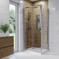 800mm Chrome 6mm Glass Square Hinged Shower Enclosure - Carina 800mm Chrome 6mm Glass Square Hinged Shower Enclosure - Carina