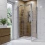 800mm Chrome 6mm Glass Square Hinged Shower Enclosure - Carina