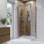 800mm Chrome 6mm Glass Square Hinged Shower Enclosure with Shower Tray - Carina