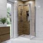 800mm Chrome 6mm Glass Square Hinged Shower Enclosure with Shower Tray - Carina