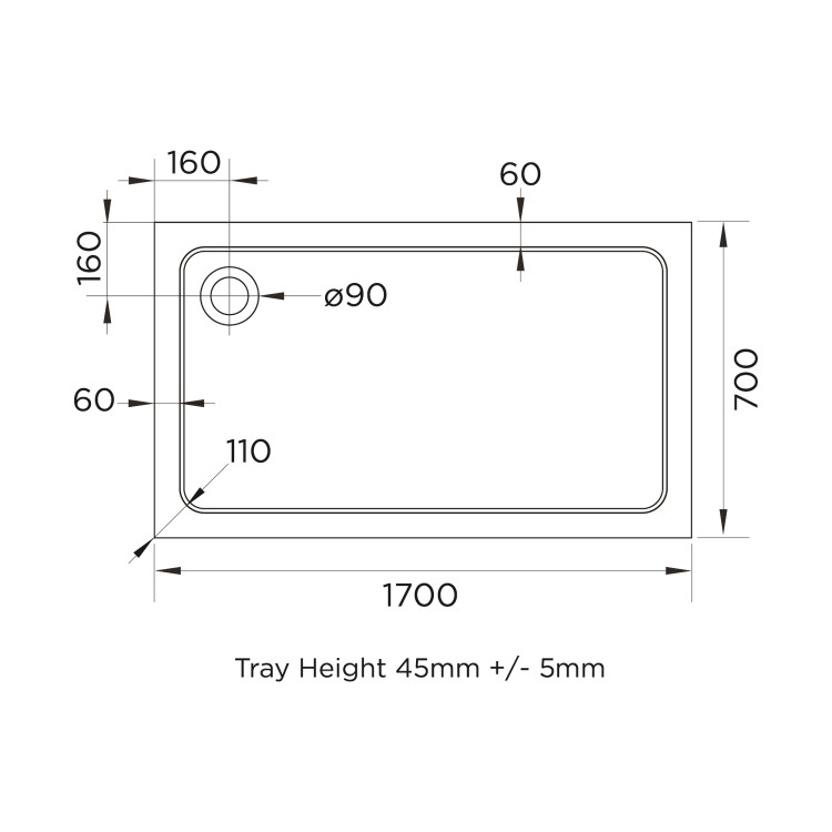 Black 8mm Glass Rectangular Sliding Shower Enclosure with Shower Tray 1700x700mm - Pavo