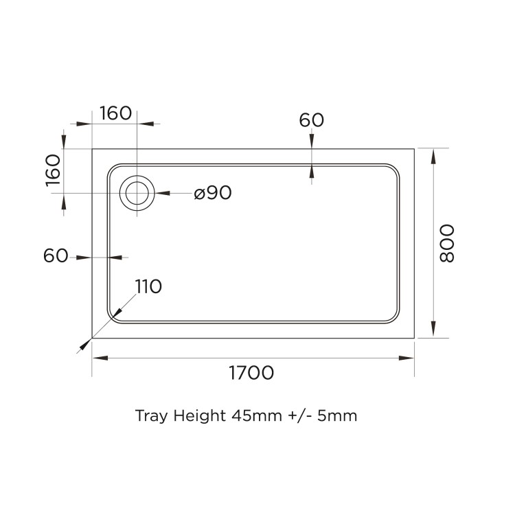 Chrome 6mm Glass Rectangular Sliding Shower Enclosure with Shower Tray 1700x800mm - Carina
