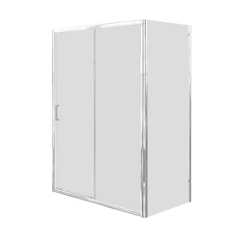 Chrome 6mm Glass Rectangular Sliding Shower Enclosure with Shower Tray 1700x800mm - Carina
