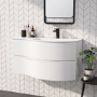 Grade A1 - 1000mm White Wall Hung Right Hand Curved Vanity Unit with Basin - Tulum