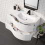 Grade A1 - 1000mm White Wall Hung Right Hand Curved Vanity Unit with Basin - Tulum