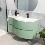 1000mm Green Wall Hung Right Hand Curved Vanity Unit with Basin  - Tulum