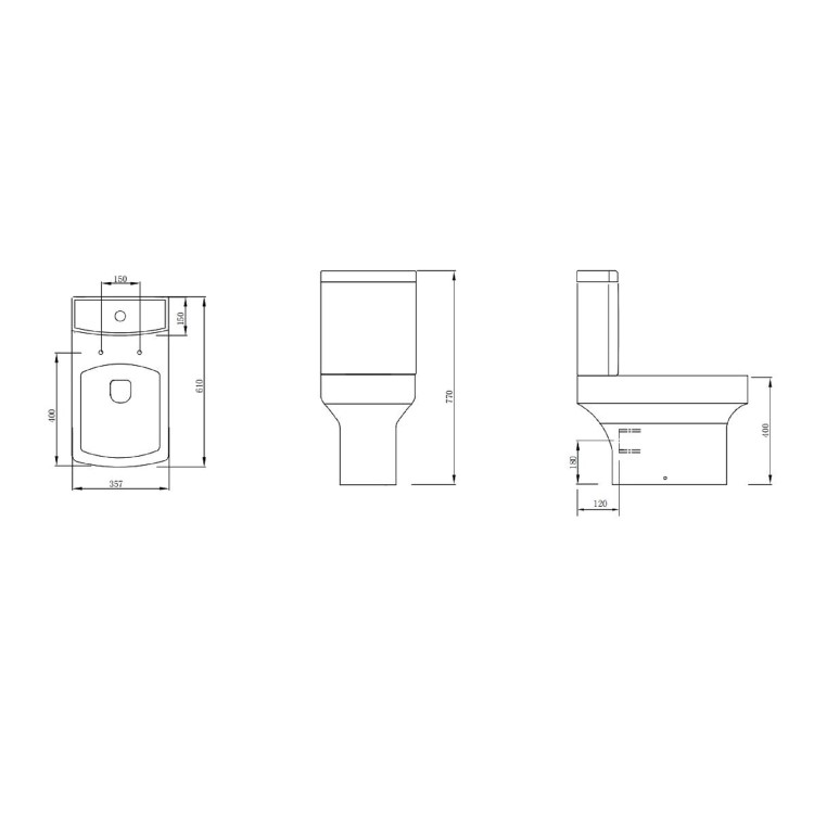Grade A1 - Open Back Close Coupled Toilet - Ashford