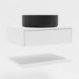 600mm White Wall Hung Countertop Vanity Unit with Black Basin and Shelf - Lugo