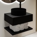 BUN/BeBa_28139/83918 600mm Black Wall Hung Countertop Vanity Unit with Black Basin and Shelf - Lugo